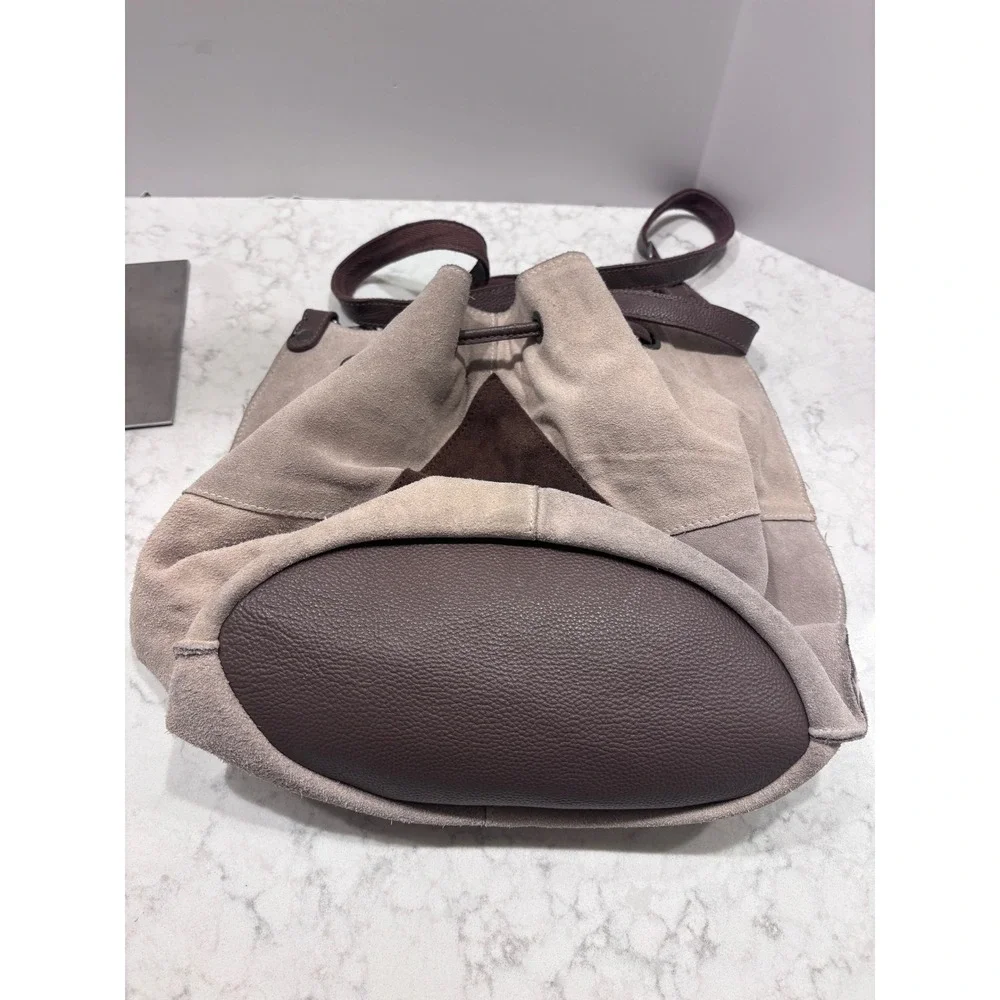 Free People New Tovey Suede Bucket Bag‎ Light Dark Chocolate Brown Purse